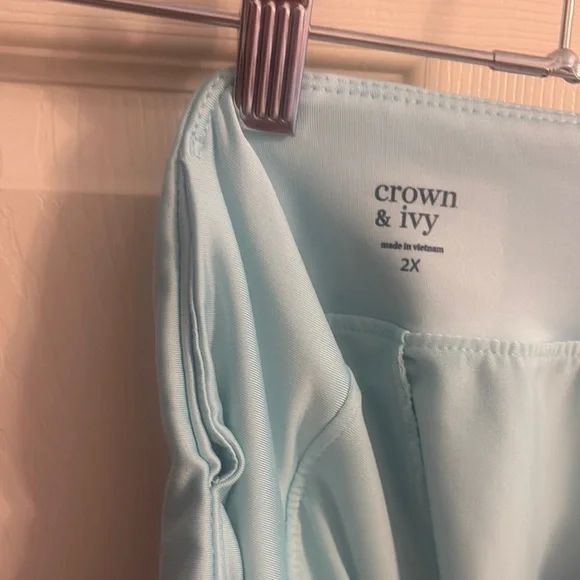 Crown & Ivy Green Blue Bubble Mini Skirt Casual - Picture 3 of 4